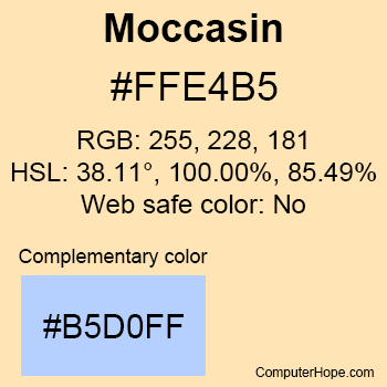 Example of Moccasin color or HTML color code #FFE4B5.