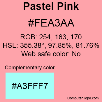 Example of Pastel Pink color or HTML color code #FEA3AA.